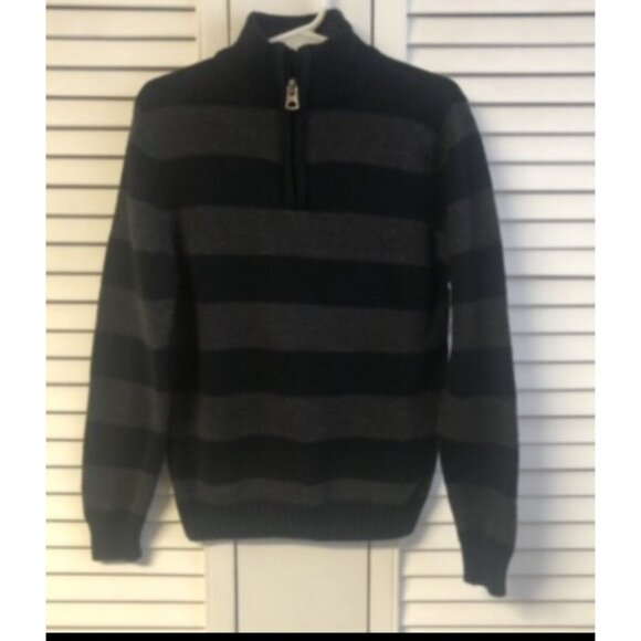 Retrofit Size 5 Black & Grey Striped 1/4 Zip Sweater - Picture 1 of 1